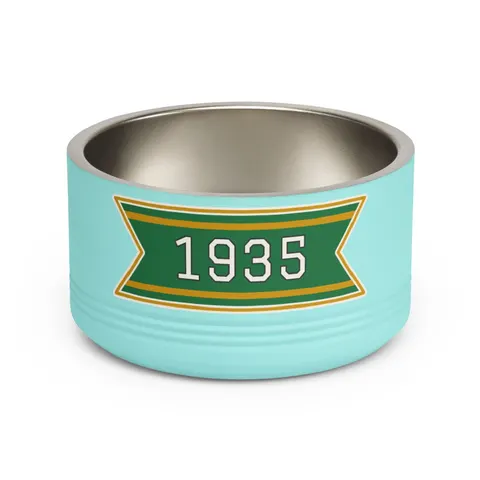 Norfolk State 1935 Green & Gold Pet Bowl — front view