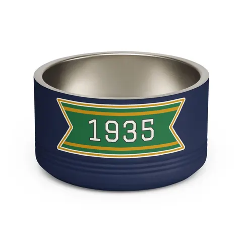 Norfolk State 1935 Green & Gold Pet Bowl — front view