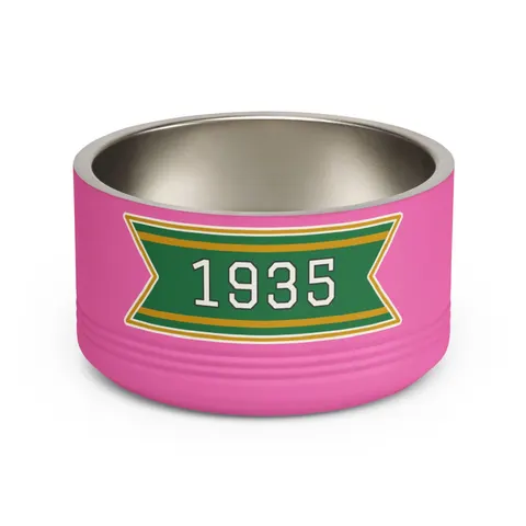 Norfolk State 1935 Green & Gold Pet Bowl — front view