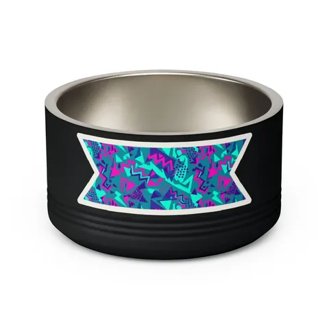 90s Memphis Pattern Pet Bowl — back view
