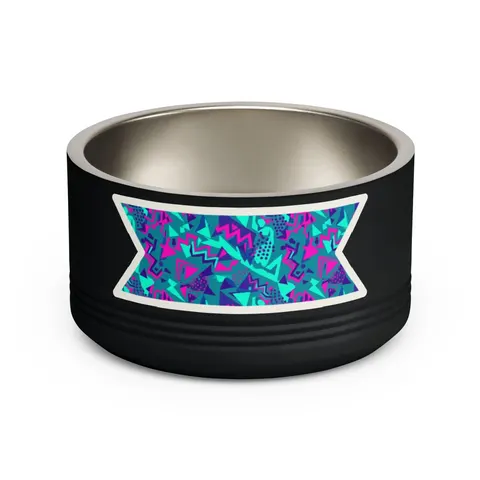 90s Memphis Pattern Pet Bowl — front view