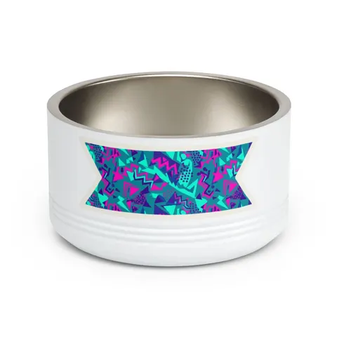 90s Memphis Pattern Pet Bowl — front view