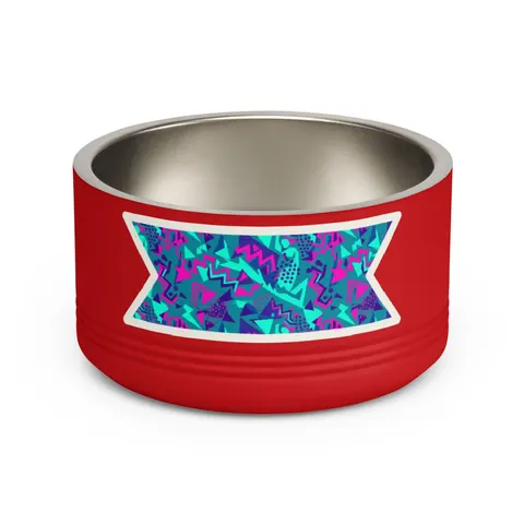 90s Memphis Pattern Pet Bowl — front view