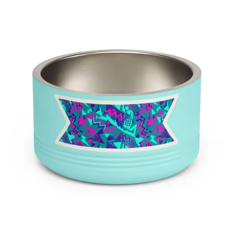 90s Memphis Pattern Pet Bowl — front view
