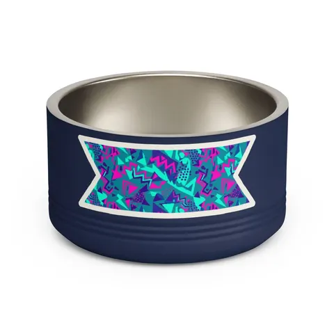90s Memphis Pattern Pet Bowl — front view