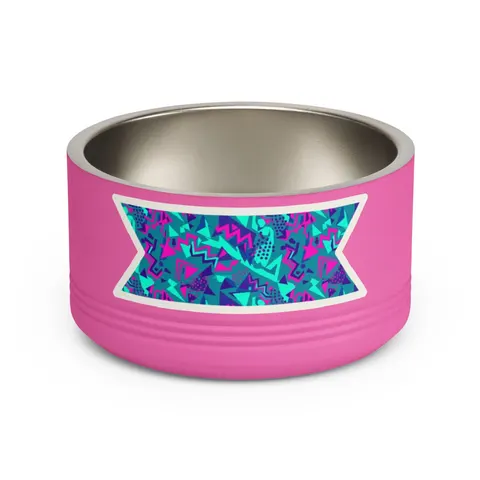 90s Memphis Pattern Pet Bowl — front view