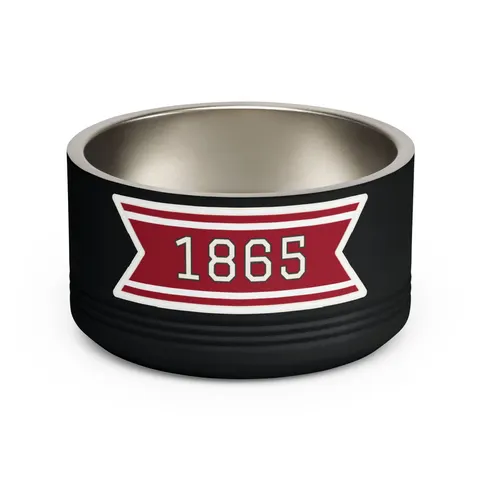 Shaw 1865 Crimson & White Pet Bowl — front view