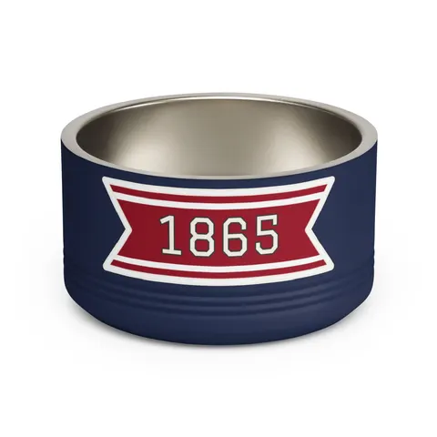 Shaw 1865 Crimson & White Pet Bowl — front view