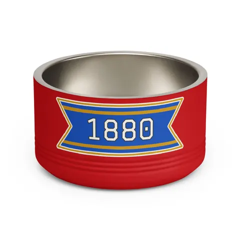 Southern 1880 Blue & Gold Block Pet Bowl — front view