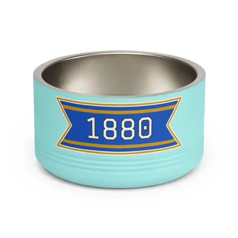 Southern 1880 Blue & Gold Block Pet Bowl — front view