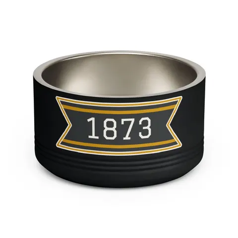 UAPB 1873 Black & Gold Arc Pattern Pet Bowl — front view