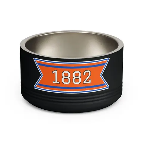 Virginia State 1882 Orange & Blue Pet Bowl — front view