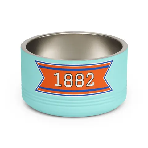 Virginia State 1882 Orange & Blue Pet Bowl — front view