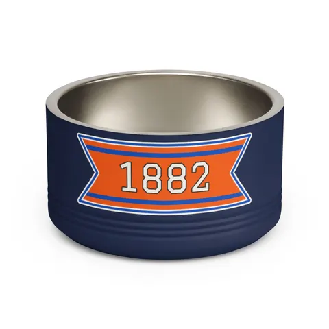 Virginia State 1882 Orange & Blue Pet Bowl — front view