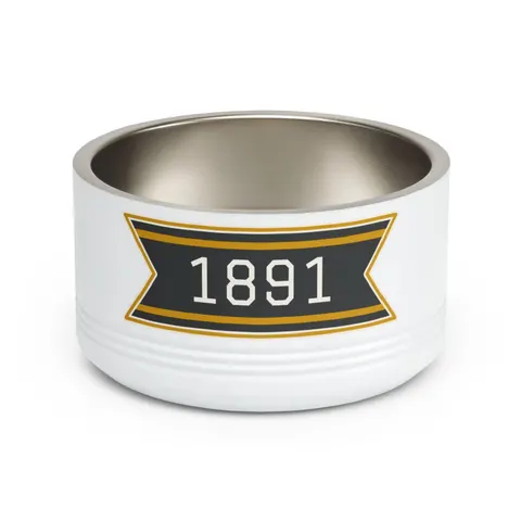 West Virginia State 1891 Black & Gold Pet Bowl — front view