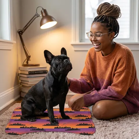 Atlanta Skyline Sunset Silhouette Pet Feeding Mats