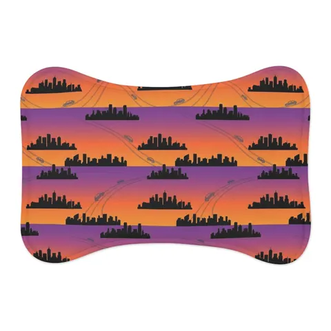 Atlanta Skyline Sunset Silhouette Pet Feeding Mats — other view