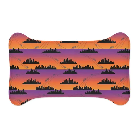 Atlanta Skyline Sunset Silhouette Pet Feeding Mats — other view