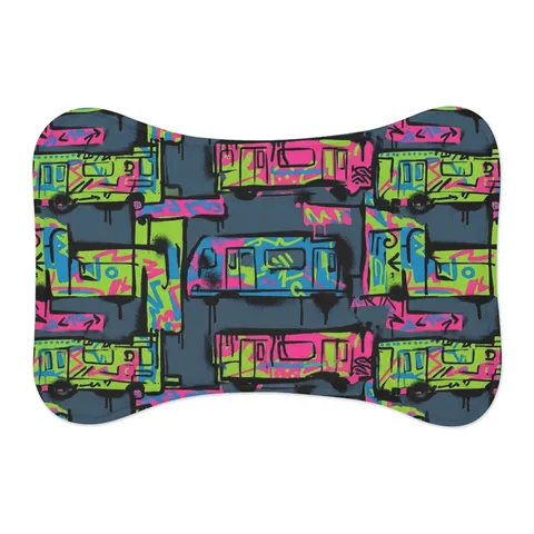 The Bronx Graffiti Train Panels Pet Feeding Mats — other view