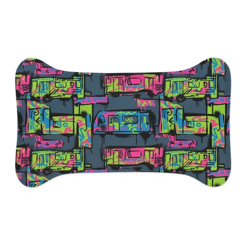 The Bronx Graffiti Train Panels Pet Feeding Mats — other view
