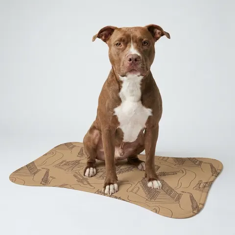 Harlem Brownstone Jazz Lines Pet Feeding Mats