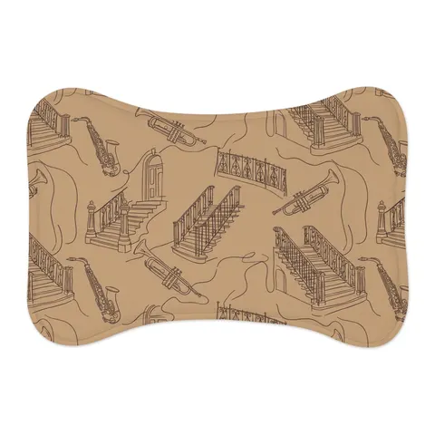 Harlem Brownstone Jazz Lines Pet Feeding Mats — other view