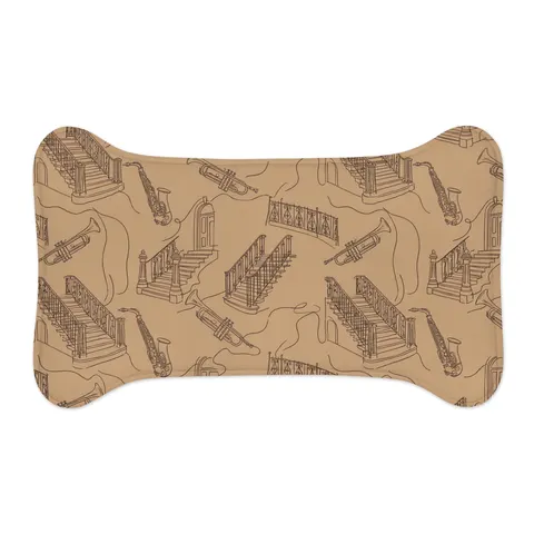 Harlem Brownstone Jazz Lines Pet Feeding Mats — other view