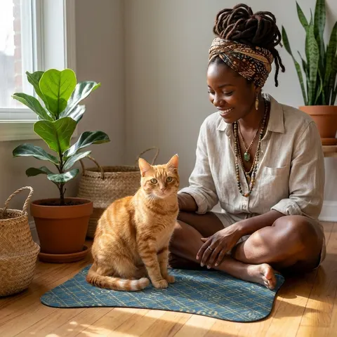 Dillard 1869 Azure & Gold Grid Pet Feeding Mats