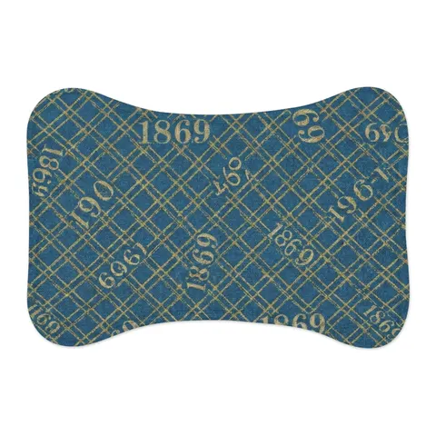 Dillard 1869 Azure & Gold Grid Pet Feeding Mats — other view