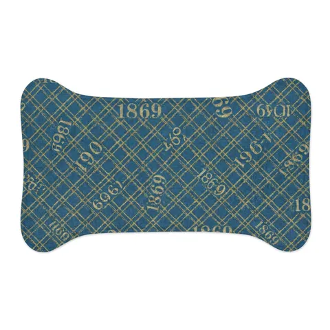 Dillard 1869 Azure & Gold Grid Pet Feeding Mats — other view