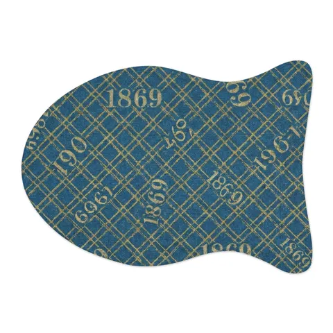 Dillard 1869 Azure & Gold Grid Pet Feeding Mats — other view
