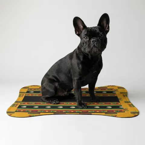 Faith Flag Afro-Spiritual Cowrie & Kente Pet Feeding Mats