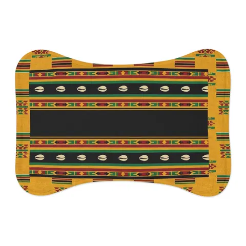 Faith Flag Afro-Spiritual Cowrie & Kente Pet Feeding Mats — other view