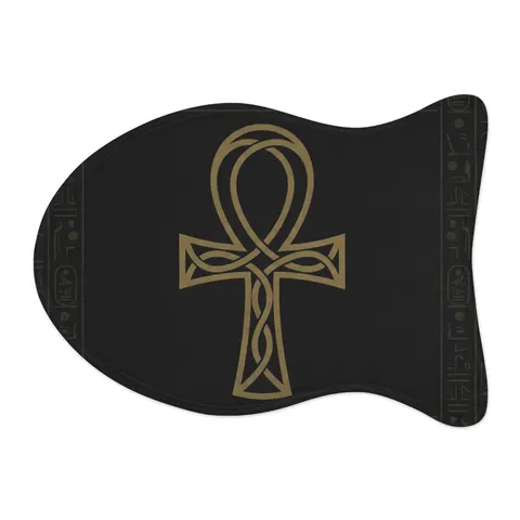 Faith Flag Ankh Gold on Black Pet Feeding Mats — other view