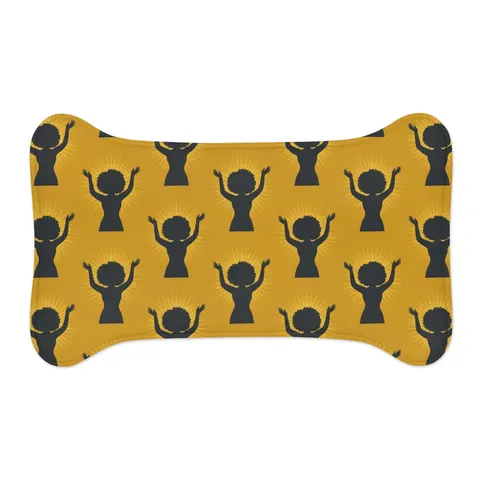 Faith Flag Black Woman in Praise Silhouette Pet Feeding Mats — other view