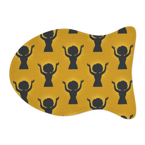 Faith Flag Black Woman in Praise Silhouette Pet Feeding Mats — other view
