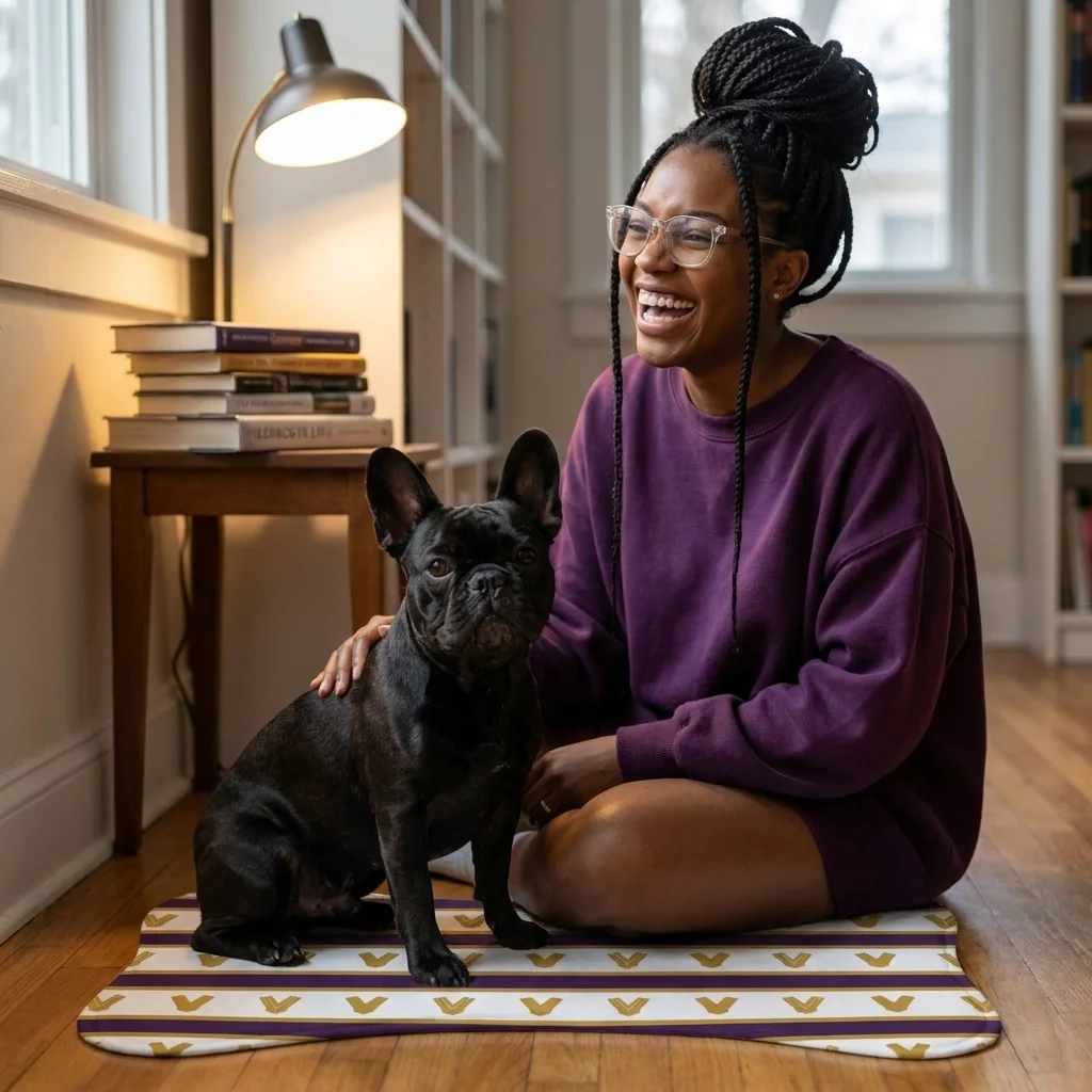 Faith Flag Choir Robes Color Block Pet Feeding Mats — lifestyle-owner view