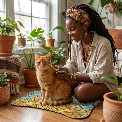 Faith Flag Sunburst Sanctuary Pet Feeding Mats