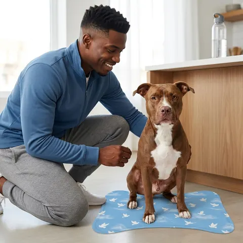 Faith Flag Dove on Sky Blue Pet Feeding Mats