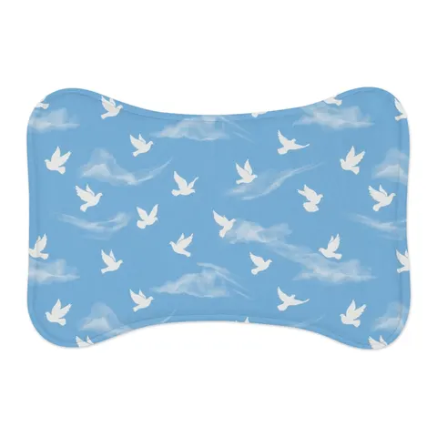 Faith Flag Dove on Sky Blue Pet Feeding Mats — other view