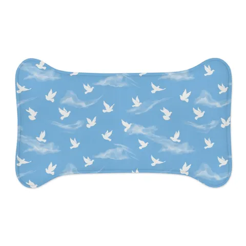 Faith Flag Dove on Sky Blue Pet Feeding Mats — other view