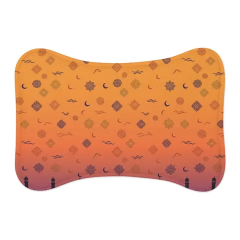 Faith Flag Mosque Sunset Silhouette Pet Feeding Mats — other view