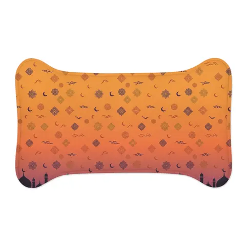 Faith Flag Mosque Sunset Silhouette Pet Feeding Mats — other view