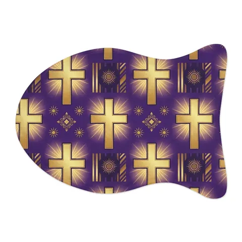 Faith Flag Praise Purple & Gold Cross Pet Feeding Mats — other view