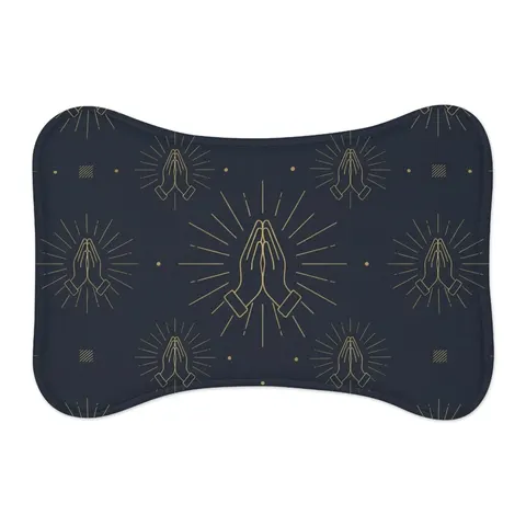 Faith Flag Praying Hands Silhouette Pet Feeding Mats — other view
