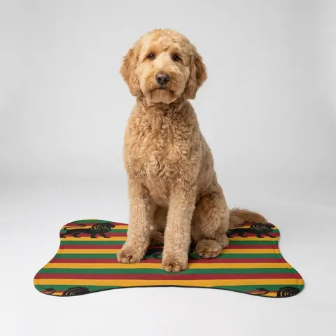 Rasta Flag Red Gold Green with Black Lion Pet Feeding Mats
