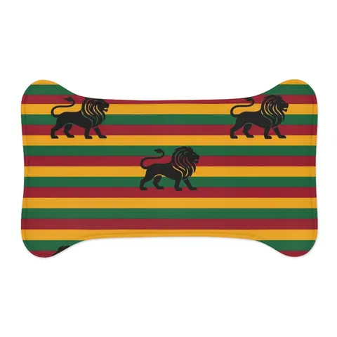 Rasta Flag Red Gold Green with Black Lion Pet Feeding Mats — other view