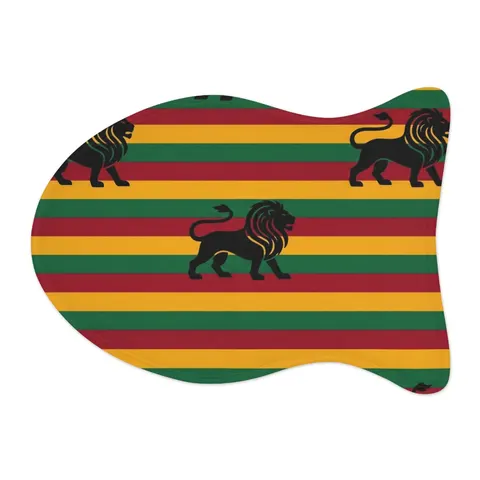 Rasta Flag Red Gold Green with Black Lion Pet Feeding Mats — other view