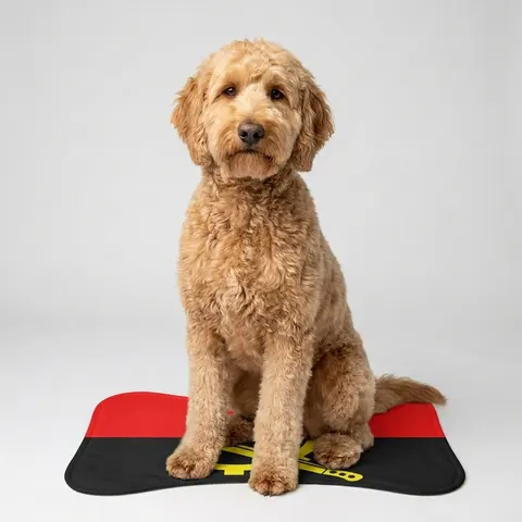 Angola Red Black & Emblem Pet Feeding Mats