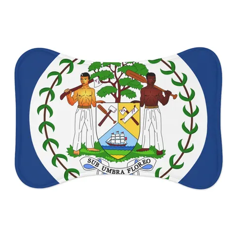 Belize Blue Red Emblem Pet Feeding Mats — other view